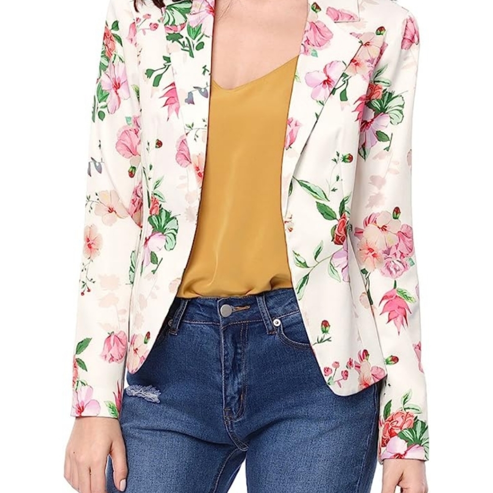 Allegra K Floral Print Blazer